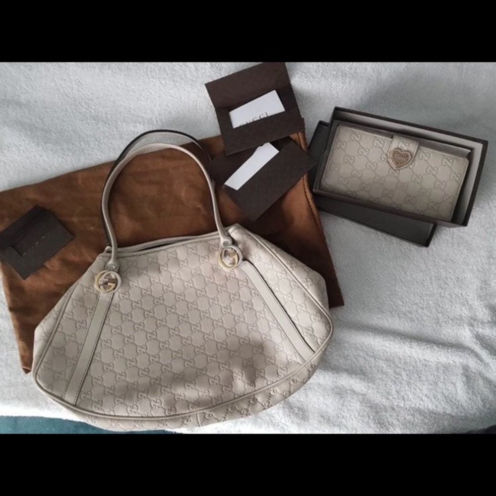 Gucci leather handbag and wallet combo